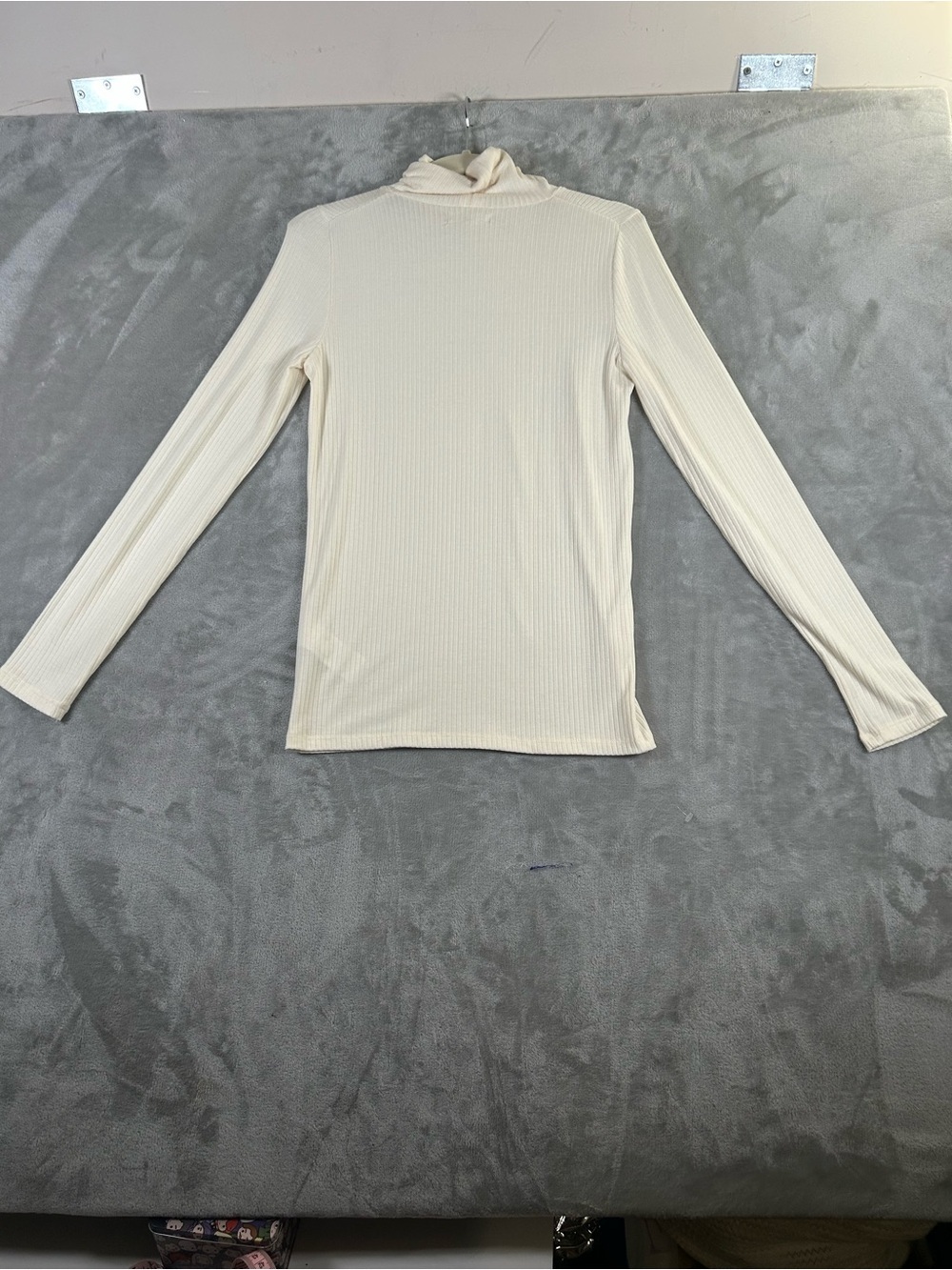 Madewell Cream Ribbed Long-Sleeve turtleneck Top - Picture 5 of 8